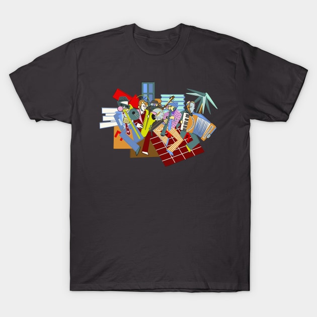 New Orleans Street Jazz T-Shirt by Seventoes